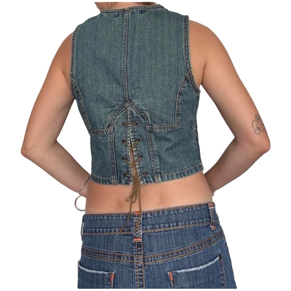 Y2K Vintage Faded Glory Blue Denim Western Vest Size 12 - Picture 7 of 8